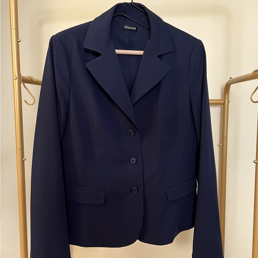 Tahari navy blazer, size 14